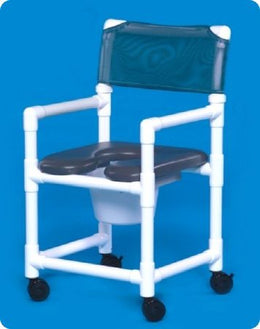 IPU Commode / Shower Chair ipu® Fixed Arms PVC Frame Mesh Backrest 21 Inch Seat Width 300 lbs. Weight Capacity - Each - VL OF 17 P-EA