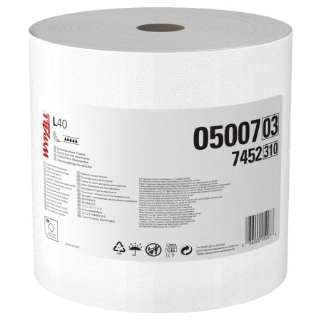 Kimberly Clark Task Wipe WypAll® L40 Light Duty White NonSterile Double Re-Creped 12-1/2 X 13-2/5 Inch Disposable - Case of 1 - 05007-CS