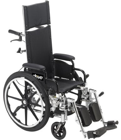 Drive Medical Lightweight Reclining Wheelchair drive™ Viper Plus Heavy Duty Dual Axle Desk Length Arm Swing-Away Elevating Legrest Black Upholstery 14 Inch Seat Width Pediatric 250 lbs. Weight Capacity - Case of 1 - PL414RBDDA-CS