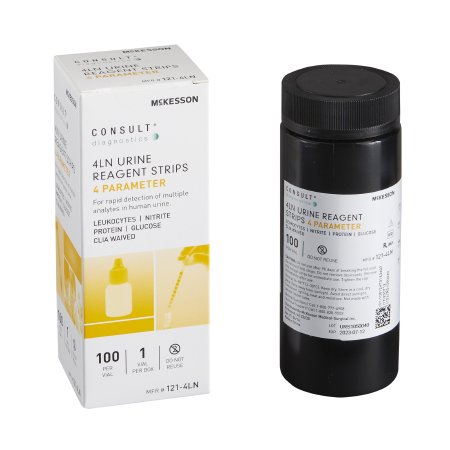McKesson Reagent Test Strip McKesson Consult™ Glucose, Leucocytes, Nitrite, Protein For McKesson 120 or McKesson CONSULT® U120 Ultra Urine Analyzer (MFR # 121-120 or 121-U120) 100 per Bottle - VL/1 - 121-4LN-VL