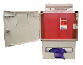 Unimed - Midwest Sharps Container Cabinet / Wall Enclosure with Glove Box Complete Locking In-Room System Wall Mount - Each - SSGB00056H-EA