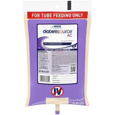 Nestle Healthcare Nutrition Tube Feeding Formula Diabetisource® AC Unflavored Liquid 1500 mL Ready to Hang Prefilled Container - Each - 10043900365838-EA