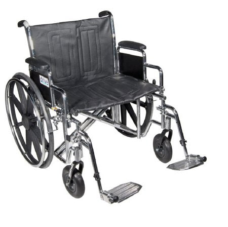 Drive Medical Bariatric Wheelchair drive™ Sentra EC Heavy Duty Dual Axle Full Length Arm Swing-Away Footrest Black Upholstery 24 Inch Seat Width Adult 450 lbs. Weight Capacity - Each - STD24ECDFA-SF-EA