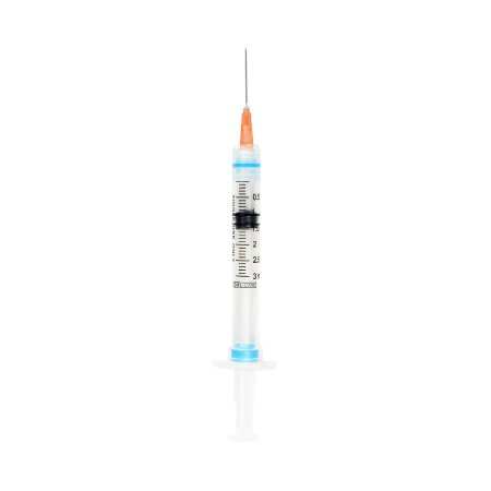 Sol-Millennium Medical Safety Hypodermic Syringe with Needle Sol-Care™ 3 mL 1 Inch 25 Gauge Retractable Safety Needle Regular Wall - Case of 800 - 100079IM-CS