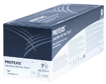Cardinal Surgical Glove Protexis™ Latex Blue with Neu-Thera® Size 7.5 Sterile Latex Standard Cuff Length Smooth Blue Not Chemo Approved - Case of 200 - 2D72LU75-CS