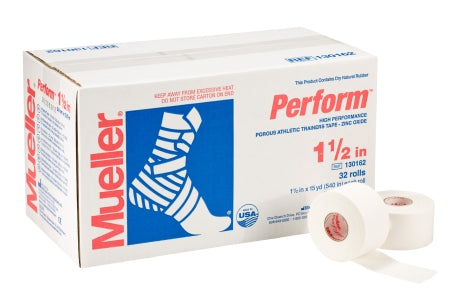 Mueller Sports Medicine Athletic Tape Mueller® Perform™ White 1-1/2 Inch X 15 Yard Cotton / Zinc Oxide NonSterile - Case of 32 - 23162-CS