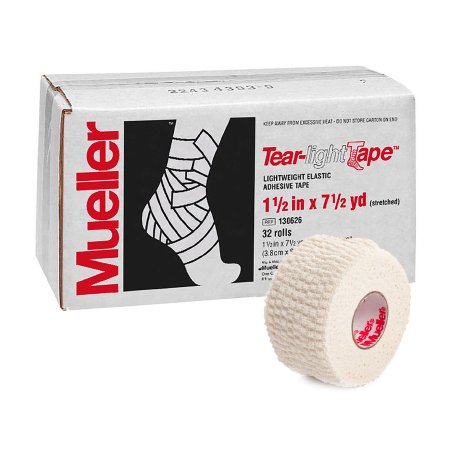 Mueller Sports Medicine Athletic Tape Mueller® Tear-Light® White 1-1/2 Inch X 7-1/2 Yard Elastic Adhesive NonSterile - Case of 32 - 130626-CS
