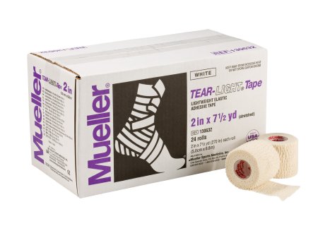 Mueller Sports Medicine Athletic Tape Mueller® Tear-Light® White 2 Inch X 7-1/2 Yard Elastic Adhesive NonSterile - Case of 24 - 130632-CS