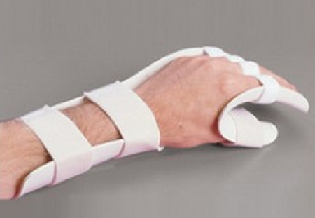 Patterson Medical Supply Functional-Position Hand Splint with Strapping Rolyan® Preformed Thermoplastic Right Hand White Medium - Each - A31216-EA