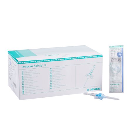 B. Braun Closed IV Catheter Introcan Safety® 3 22 Gauge 1 Inch Sliding Safety Needle - Box of 50 - 4251128-02-BX