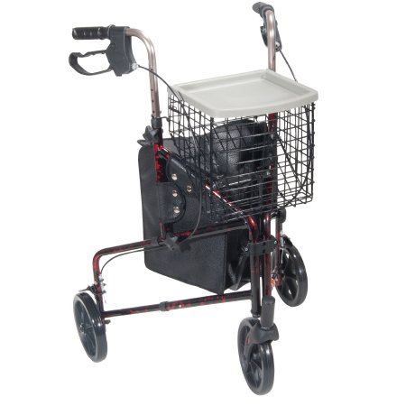 Drive Medical 3 Wheel Rollator drive™ Deluxe Flame Red Adjustable Height / Folding Aluminum Frame - Each - 10289RD-EA