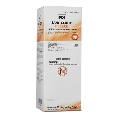 Professional Disposables Sani-Cloth® Bleach Surface Disinfectant Cleaner Premoistened Germicidal Manual Pull Wipe 40 Count Individual Packet Chlorine Scent NonSterile - Each - U26595-EA
