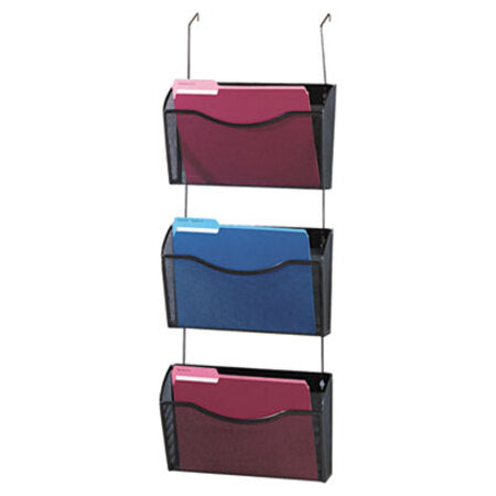 Rolodex™ Mesh Three-Pack Wall Files, 3 Sections, Letter Size, 14" x 6.63" x 33.5", Black, 3/Pack - Pack of 1 - ROL-21961-PK