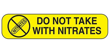 Health Care Logistics Pre-Printed Label Indeed Auxiliary Label Yellow Paper Do Not Take With Nitrates Black Safety and Instructional 3/8 X 1-5/8 Inch - Pack of 1000 - 2766-PK