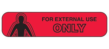 Health Care Logistics Pre-Printed Label Indeed Auxiliary Label Red Paper For External Use Only Black Safety and Instructional 3/8 X 1-5/8 Inch - Pack of 1000 - 2018-PK