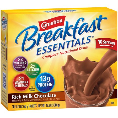 Nestle Healthcare Nutrition Oral Supplement Carnation Breakfast Essentials® Rich Milk Chocolate Flavor Powder 1.26 oz. Individual Packet - Each - 12326257-EA