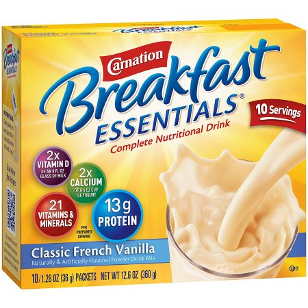 Nestle Healthcare Nutrition Oral Supplement Carnation Breakfast Essentials® French Vanilla Flavor Powder 1.26 oz. Individual Packet - Case of 60 - 10050000530622-CS