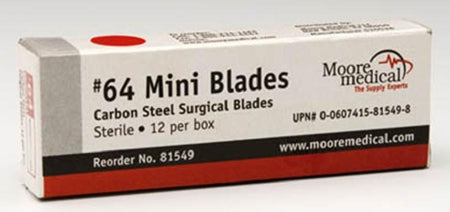McKesson Surgical Blade McKesson Carbon Steel No. 62 Sterile Disposable Individually Wrapped - Box of 12 - MMC#62-BX