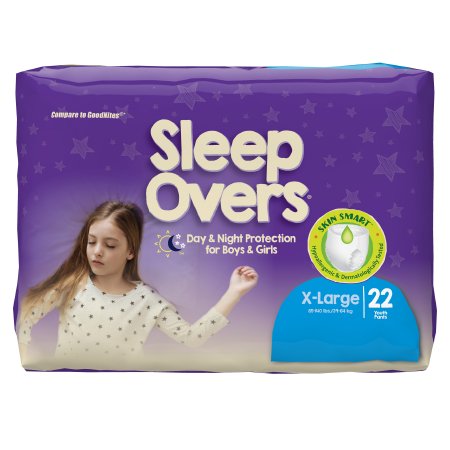 First Quality Unisex Youth Absorbent Underwear Cuties® Sleep Overs® Pull On with Tear Away Seams X-Large Disposable Heavy Absorbency - Bag of 22 - SLP05303-BG