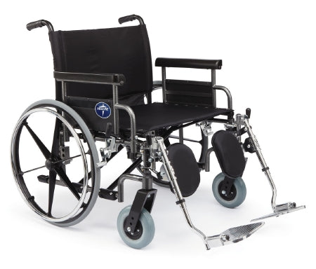 Medline Bariatric Wheelchair Shuttle Extra Wide Desk Length Arm Elevating Legrest Black Upholstery 26 Inch Seat Width Adult 850 lbs. Weight Capacity - Each - MDS809750-EA