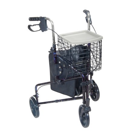 Drive Medical 3 Wheel Rollator drive™ Deluxe Flame Blue Adjustable Height / Folding Aluminum Frame - Each - 10289BL-EA