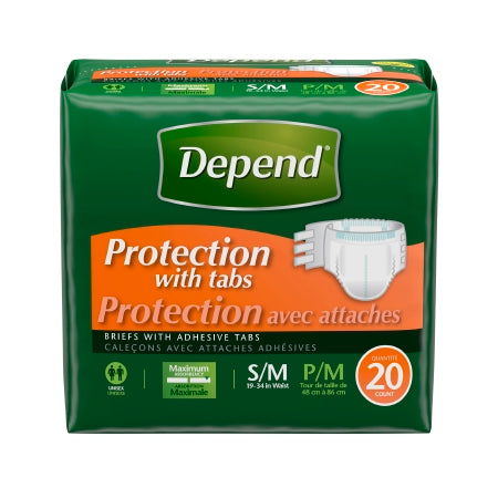 Kimberly Clark Unisex Adult Incontinence Brief Depend® Small / Medium Disposable Heavy Absorbency - Pack of 20 - 35456-PK