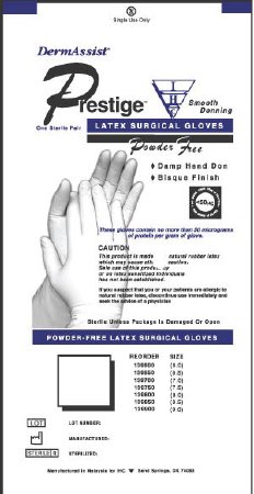 Innovative Healthcare Corp Surgical Glove DermAssist® Prestige® DHD Size 8.5 Sterile Latex Standard Cuff Length Smooth Ivory Not Chemo Approved - Case of 200 - 139850-CS