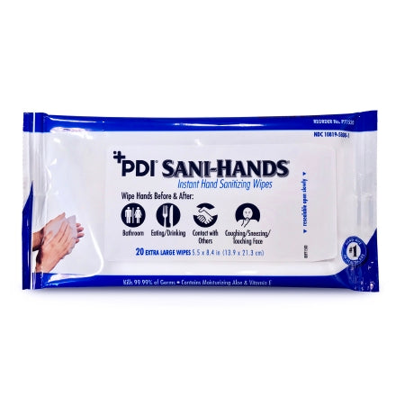Professional Disposables Hand Sanitizing Wipe Sani-Hands® 20 Count Ethyl Alcohol Wipe Soft Pack - Pack of 1 - P71520-PK