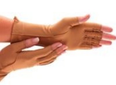 Patterson Medical Supply Compression Gloves Isotoner® Therapeutic Open Finger Medium Over-the-Wrist Length Right Hand Nylon / Spandex - Each - 55659602-EA