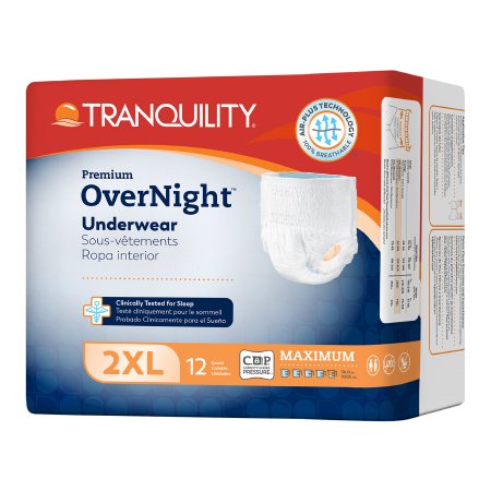 Principle Business Enterprises Unisex Adult Absorbent Underwear Tranquility® Premium OverNight™ Pull On with Tear Away Seams 2X-Large Disposable Heavy Absorbency - Bag of 12 - 2118-BG