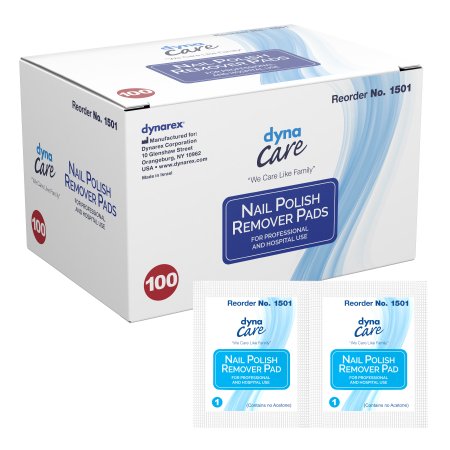 Dynarex Nail Polish Remover Pad dynaCare 1.97 X 2.48 Inch - Box of 100 - 1501-BX