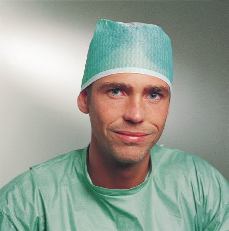 Molnlycke Surgeon Cap One Size Fits Most Green / White Tie Closure - Case of 500 - 621301-CS