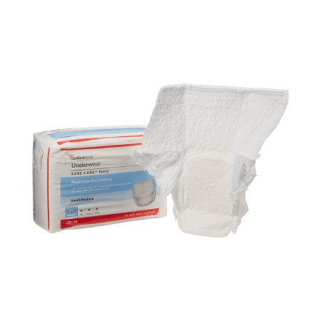 Cardinal Unisex Adult Absorbent Underwear Simplicity™ Pull On with Tear Away Seams Small / Medium Disposable Moderate Absorbency - Case of 80 - 1840A-CS