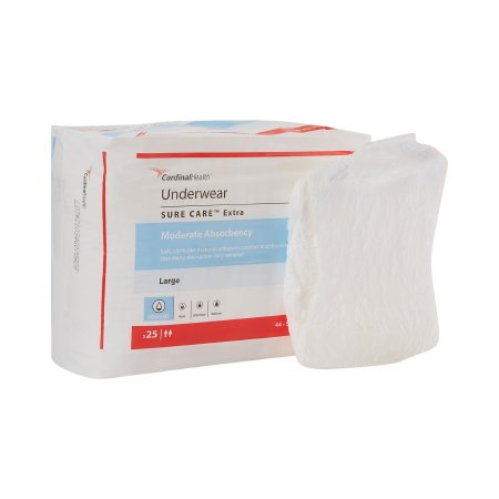 Cardinal Unisex Adult Absorbent Underwear Simplicity™ Extra Pull On with Tear Away Seams Large Disposable Moderate Absorbency - Case of 100 - 1845R-CS