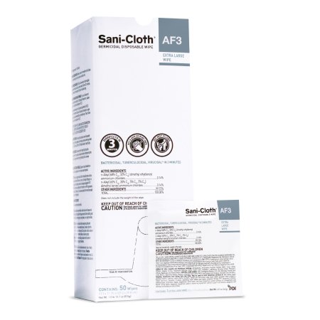 Professional Disposables Sani-Cloth® AF3 Surface Disinfectant Cleaner Premoistened Germicidal Manual Pull Wipe 50 Count Individual Packet Mild Scent NonSterile - Case of 150 - U27500-CS
