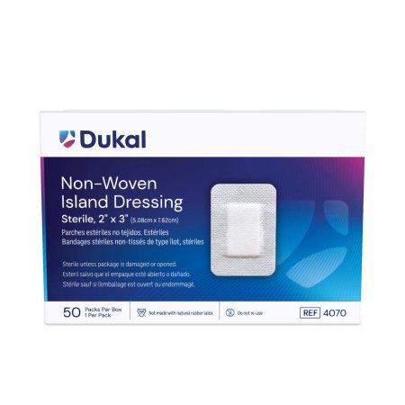 Dukal Adhesive Dressing Caliber™ 2 X 3 Inch Nonwoven Rectangle White Sterile - Case of 400 - 4070-CS