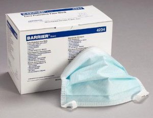 Molnlycke Surgical Mask Barrier® Extra Protection Anti-fog Pleated Tie Closure One Size Fits Most Blue NonSterile ASTM Level 3 Adult - Case of 500 - 42341-CS