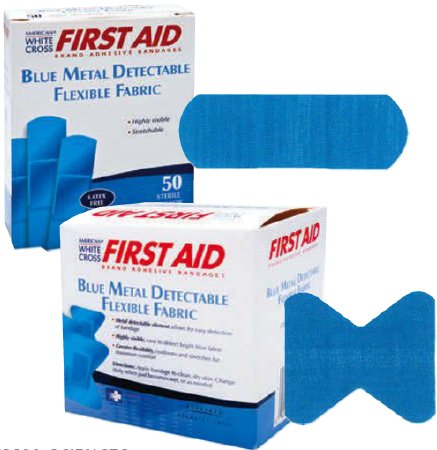 Dukal Metal Detectable Adhesive Strip American® White Cross 1-3/4 X 2 Inch Fabric Fingertip Blue Sterile - Case of 1200 - 99921-CS