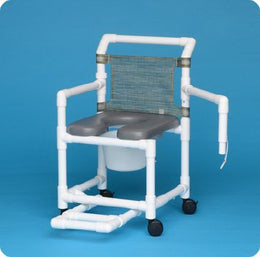 IPU Commode / Shower Chair ipu® Swing-Away Arm - Left PVC Frame Mesh Backrest 300 lbs. Weight Capacity - Each - VL OF17 P FRLSA-EA
