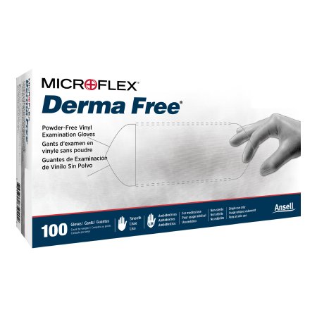 Microflex Medical Exam Glove Derma Free™ Medium NonSterile Vinyl Standard Cuff Length Smooth Clear Not Rated - Case of 1000 - DF-850-M-CS