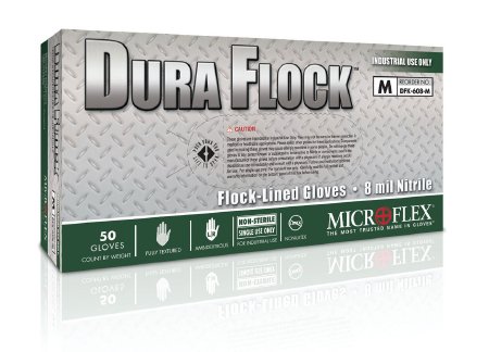 Microflex Medical Utility Glove Dura Flock™ 2X-Large Flock Lined Green 10.6 Inch Beaded Cuff NonSterile - Case of 500 - DFK-608-XXL-CS