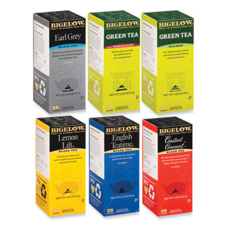 Bigelow® Assorted Tea Packs, Six Flavors, 28/Box, 168/Carton - CT/1 - BTC-15577-CT