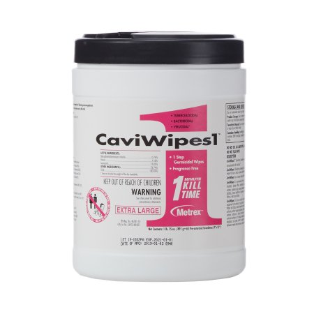 Metrex Research CaviWipes1™ Surface Disinfectant Premoistened Alcohol Based Manual Pull Wipe 65 Count Canister Alcohol Scent NonSterile - Case of 780 - 13-5150-CS