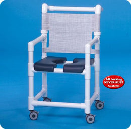 IPU Shower Chair ipu® Fixed Arms PVC Frame Mesh Backrest 300 lbs. Weight Capacity - Each - SC716N-LINEN MESH-EA