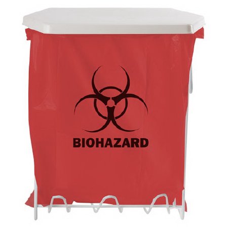 Bowman Manufacturing Biohazard Bag Holder 8 X 11.75 X 15.25 Inch, 3 gal., White, Wire Coated, Wall Mount - Each - MW-003-EA