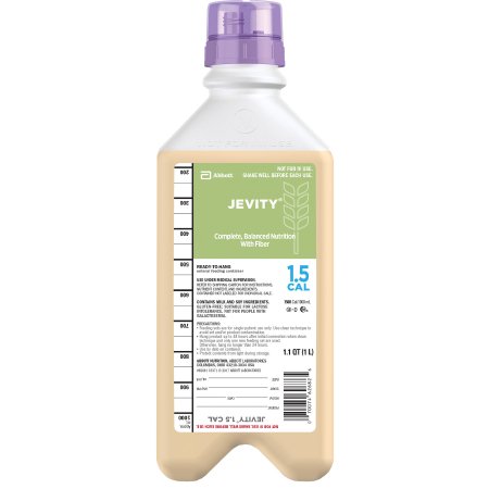 Abbott Nutrition Tube Feeding Formula Jevity® 1.5 Cal with Fiber Unflavored Liquid 33.8 oz. Bottle - Case of 8 - 62681-CS