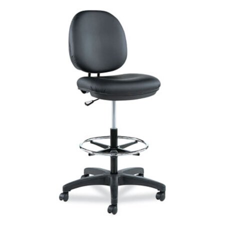 Alera® Alera Interval Series Swivel Task Stool, Supports Up to 275 lb, 23.93" to 34.53" Seat Height, Black Faux Leather - Each - ALE-IN4616-EA