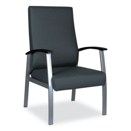 Alera® Alera metaLounge Series High-Back Guest Chair, 24.6" x 26.96" x 42.91", Black Seat, Black Back, Silver Base - Each - ALE-ML2419-EA