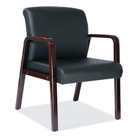 Alera® Alera Reception Lounge WL Series Guest Chair, 24.21" x 24.8" x 32.67", Black Seat, Black Back, Mahogany Base - Each - ALE-RL4319M-EA
