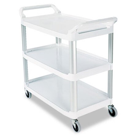 Rubbermaid® Commercial Xtra Utility Cart with Open Sides, Plastic, 3 Shelves, 300 lb Capacity, 40.63" x 20" x 37.81", Off-White - Each - RCP-409100CM-EA